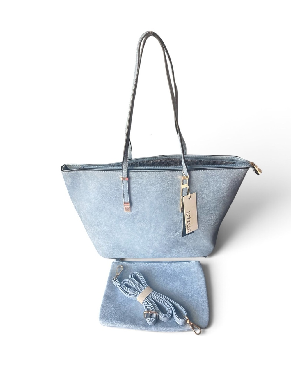 Isabella sky Blue Women's Tote with Matching Pouch - Casual Everyday Carry